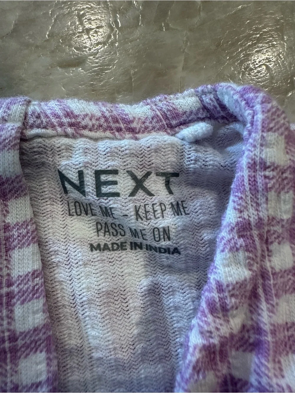 Next Lilac Gingham Knit Top and Nike shorts set size 6/7 turtle summer